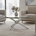 Round Clear Glass and Silver Finish Coffee Table with Sphere Base