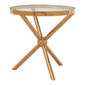 Clear Glass and Rose Gold Finish Side Table