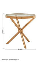 Clear Glass and Rose Gold Finish Side Table
