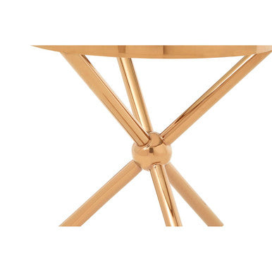Clear Glass and Rose Gold Finish Side Table