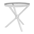Round Clear Glass and Silver Finish Side Table with Sphere Base