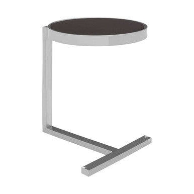 Black Glass and Silver Finish Side Table
