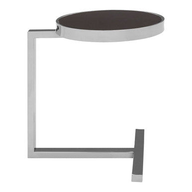 Black Glass and Silver Finish Side Table