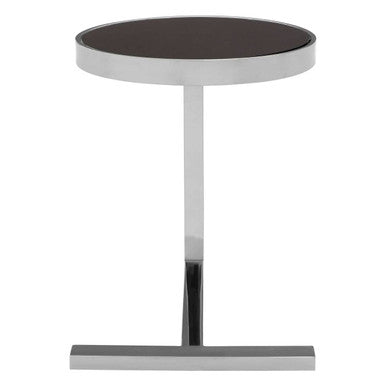 Black Glass and Silver Finish Side Table