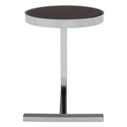 Black Glass and Silver Finish Side Table