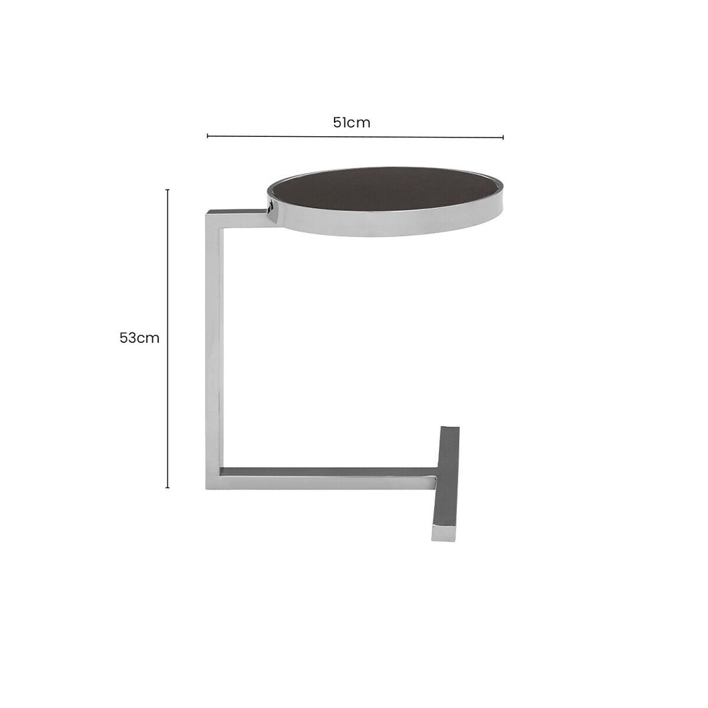 Black Glass and Silver Finish Side Table