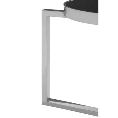Black Glass and Silver Finish Side Table