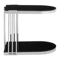 Black Glass and Silver Finish U Shaped Side Table