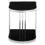 Black Glass and Silver Finish U Shaped Side Table