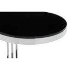 Black Glass and Silver Finish U Shaped Side Table