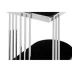 Black Glass and Silver Finish U Shaped Side Table