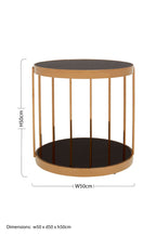 Black Glass and Rose Gold Finish Cage Design Side Table