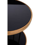 Black Glass and Rose Gold Finish Cage Design Side Table