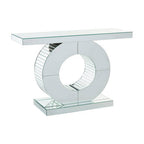 Mirrored Console Table with Round Mirrored Base and Decorative Ridges