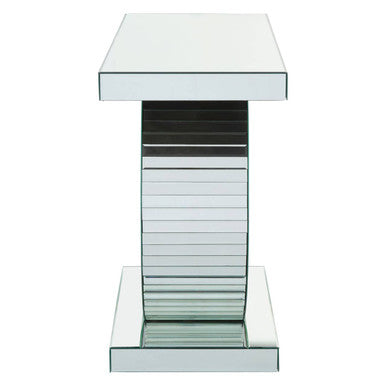 Mirrored Console Table with Round Mirrored Base and Decorative Ridges