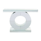 Mirrored Console Table with Round Mirrored Base and Decorative Ridges