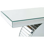 Mirrored Console Table with Round Mirrored Base and Decorative Ridges