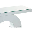 Mirrored Console Table with Round Mirrored Base and Decorative Ridges