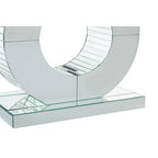 Mirrored Console Table with Round Mirrored Base and Decorative Ridges