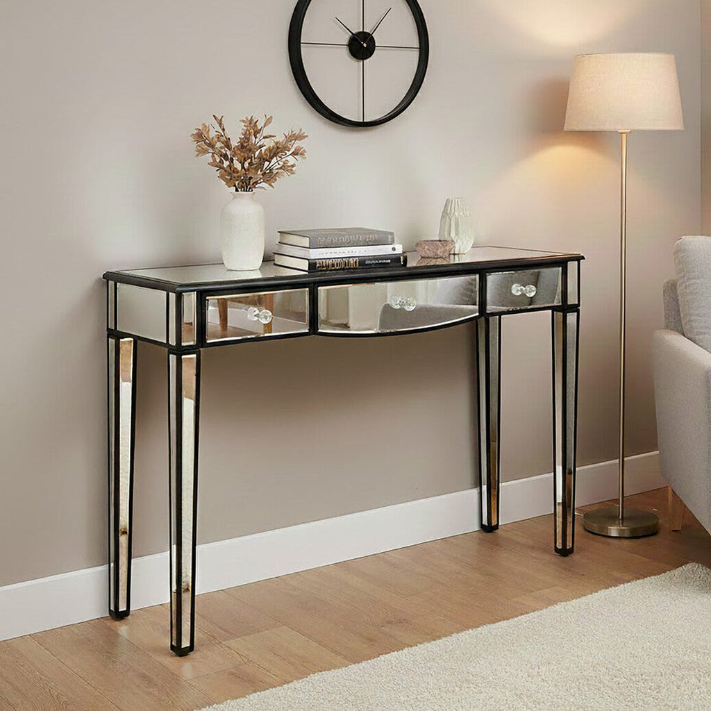 Mirrored Frame 3 Drawer Console Table
