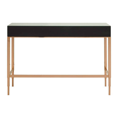 Rose Gold Finish Mirrored Console Table with Drawer