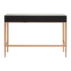 Rose Gold Finish Mirrored Console Table with Drawer