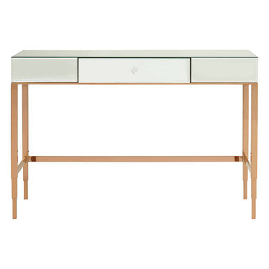 Rose Gold Finish Mirrored Console Table with Drawer