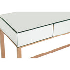 Rose Gold Finish Mirrored Console Table with Drawer