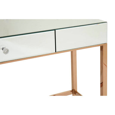 Rose Gold Finish Mirrored Console Table with Drawer