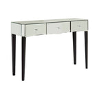Silver Mirrored 3 Drawer Console Table with Crystal Knobs