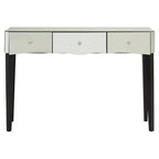 Silver Mirrored 3 Drawer Console Table with Crystal Knobs