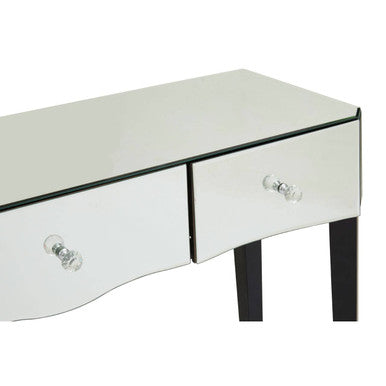 Silver Mirrored 3 Drawer Console Table with Crystal Knobs
