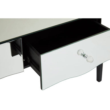 Silver Mirrored 3 Drawer Console Table with Crystal Knobs