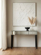 Silver Mirrored 3 Drawer Console Table with Crystal Knobs