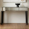 Silver Mirrored 3 Drawer Console Table with Crystal Knobs