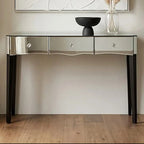 Silver Mirrored 3 Drawer Console Table with Crystal Knobs