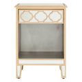 Gold Finish Mirrored 1 Drawer Side Table