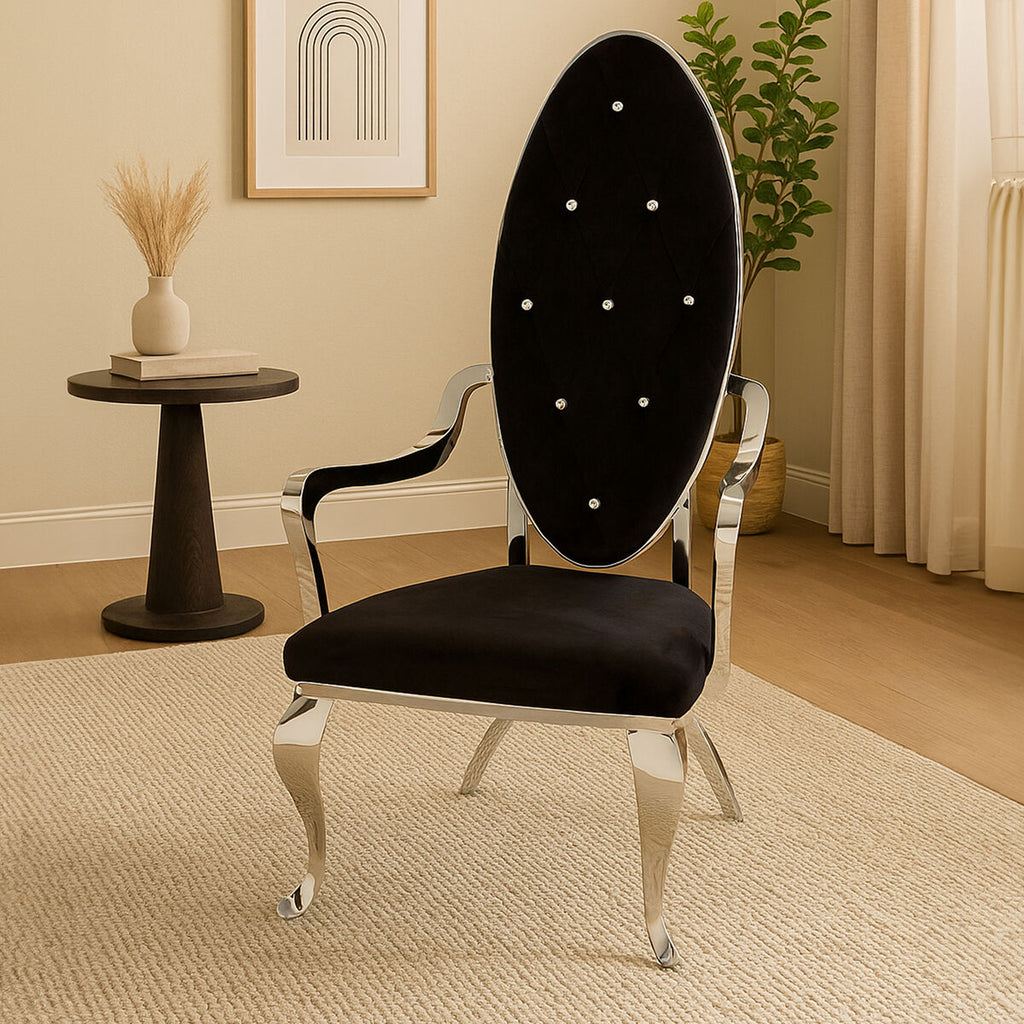 Black Velvet Baroque Chair