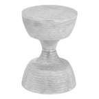 Silver Finish Textured Metal Small Side Table