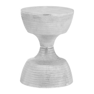 Silver Finish Textured Metal Small Side Table