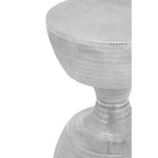 Silver Finish Textured Metal Small Side Table