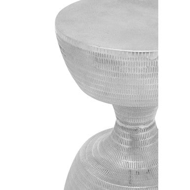 Silver Finish Textured Metal Small Side Table