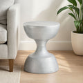 Silver Finish Textured Metal Small Side Table