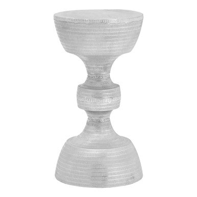 Silver Finish Textured Metal Large Side Table