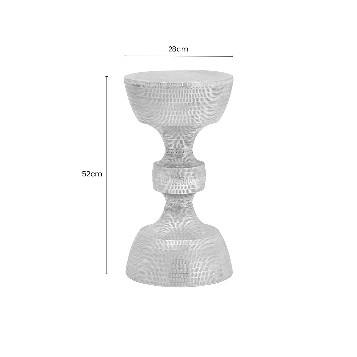 Silver Finish Textured Metal Large Side Table