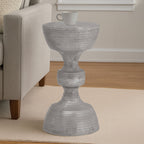 Silver Finish Textured Metal Large Side Table