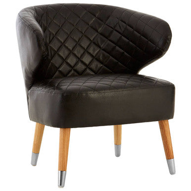 Black Leather Effect Accent Chair with Wingback Design