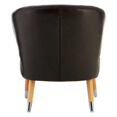 Black Leather Effect Accent Chair with Wingback Design