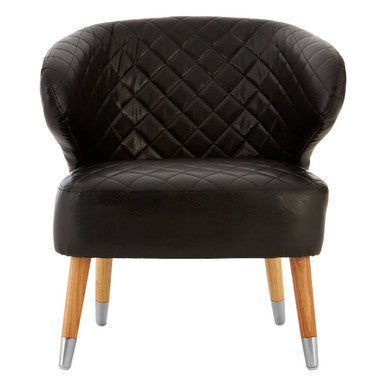 Black Leather Effect Accent Chair with Wingback Design