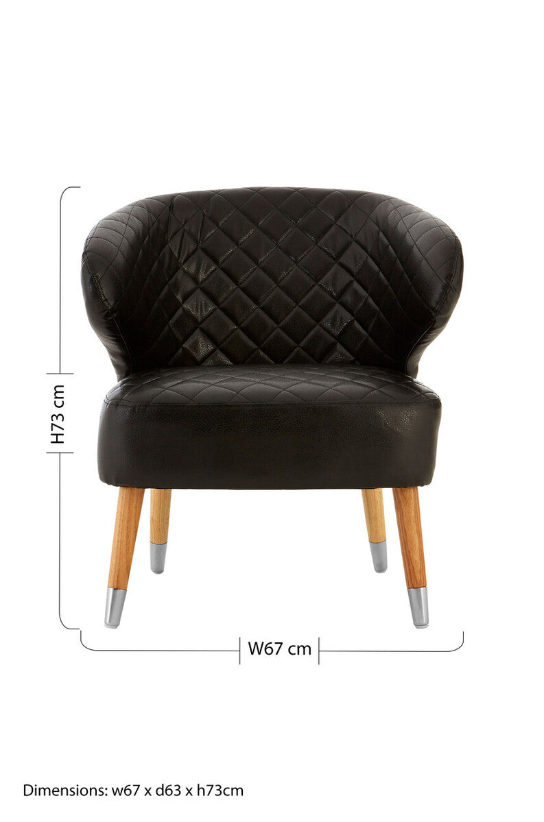 Black Leather Effect Accent Chair with Wingback Design